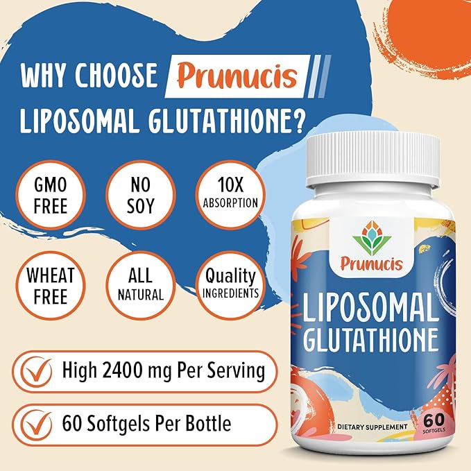 2400MG Liposomal Glutathione, with Vitamin C, Milk Thistle & Alpha-Lipoic Acid, Master Antioxidants, Pure Reduced L-Glutathione - Immune System, Cell Repair, Energy, High Absorption, 120 Softgels