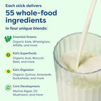 HIYA Kids Greens Powder Sticks - 55 Whole-Food Sourced Ingredients & Delicious Flavor - Greens Superfood Powder for Kids (Vanilla)