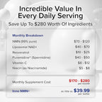 InnoSupps Inno NMN+ Supplement 500mg with NAD+ for Brain Function, Anti Aging & Cell Regeneration, Supports Cellular Energy, Muscle & Heart Health, w/Resveratrol, Niacin, & Vitamin C - 60 Servings
