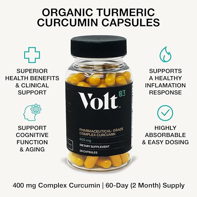 Volt03 Turmeric Curcumin (60 Capsules) + GlucodOX AMPK Activator (60 Capsules) – Complete Wellness Bundle for Joint Health, Metabolic Balance, Energy & Immune Support with Organic Ingredients