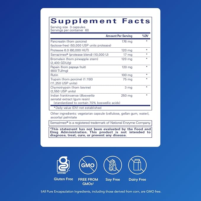 Pure Encapsulations Systemic Enzyme Complex - Supports Muscle Recovery & Joint Health - for Immune Health* - Gluten Free & Non-GMO - 180 Capsules