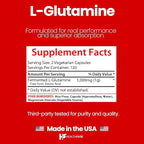 HealthFare L Glutamine 1000mg | 240 Vegan Capsules | Extra Strength Amino Acid Supplement | Supports Digestive Balance, Nutrient Absorption & Muscle Recovery | Non-GMO, Gluten-Free | Made in USA