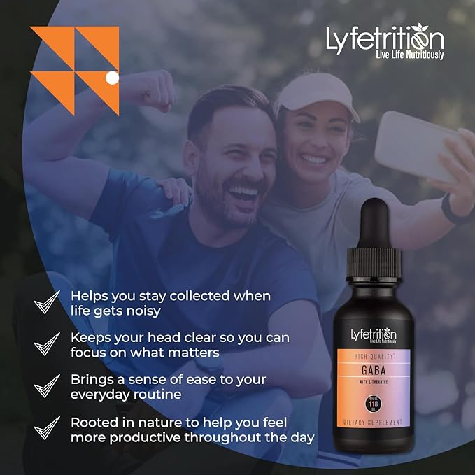 Lyfetrition GABA with L-Theanine, Ginkgo Biloba (Salisburia biloba) Extract, Organic Peruvian MACA Root (Lepidium meyenii) Extract, 118 ml, 4 FL Oz Liquid, 220 Servings, Made in USA, Quick Absorption