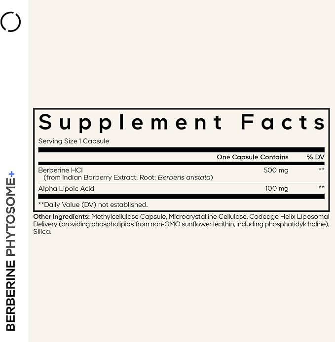 Codeage Berberine Phytosome Supplement - Berberine HCL, Alpha Lipoic Acid, Phospholipid Complex - 2-Month Supply - Berberine HCL - Berberine Hydrochloride - Gluten-Free, Non-GMO - 60 Capsules