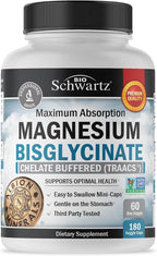 Magnesium Bisglycinate Chelated Supplement - High Absorption Magnesium Glycinate Supplement for Women and Men - Sleep, Muscle, Bone & Joint Support - Non-GMO, Non-Laxative Chelate - 180 Capsules