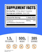 BulkSupplements.com Potassium Bicarbonate Powder - Potassium Bicarbonate Food Grade, Mineral Supplement - Gluten Free, 1.3g per Serving, 500g (1.1 lbs) (Pack of 1)