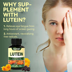 Lutein for Eyes, Lutein 20mg, Lutein and Zeaxanthin Supplements, Eye Supplements, Eyestrain Relief & Support Vision Health, Vegan, 60 Softgels