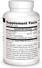 Source Naturals Pantothenic Acid 500 mg Vitamin B-5 Dietary Supplement - 200 Tablets