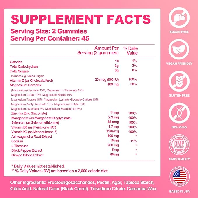 Magnesium Glycinate Gummies 700MG - 21-in-1 Advanced Magnesium Supplement with Ashwagandha, L-Theanine, Zinc, Vitamin - Sugar Free Magnesium Gummies for zzZ, Focus & Relaxation, for Women, Men & Kids
