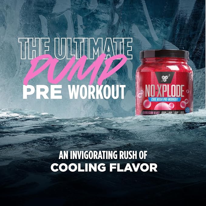 BSN N.O.-XPLODE Cool Rush Pre Workout Powder, Preworkout Energy Supplement for Men and Women with Creatine and Beta-Alanine, Bubblegum Blast, 30 Servings, 1.2 Pound (Packaging May Vary)