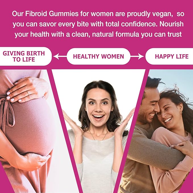Natural Fibroid Gummies to Get Pregnant Fast for Women, Fertility Gummy Hormone Balance & Conception Support, Shrink Ovarian Cysts and Womb Detox Uterus Cleanse Candy, PCOS Vitamins Minerals