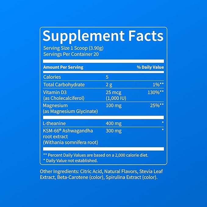 Nello Supercalm Powdered Drink Mix Tub, Cortisol Reducer* and Sleep Aid Supplement, L Theanine, Ksm-66 Ashwagandha, Magnesium Glycinate, Vitamin D 3, No Sugar, Non GMO, 30 Ct, Honeydew Melon