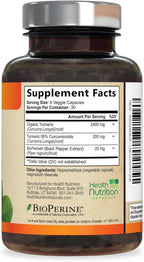 Turmeric Curcumin Supplement 2600mg - 95% Curcuminoids with Organic Turmeric & BioPerine Black Pepper for Best Absorption, Nature's Vegan Joint Support, Non-GMO Tumeric, Bottled in USA - 120 Capsules