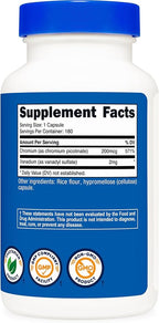 Nutricost Vanadium + Chromium 2mg 180 Vegetarian Capsules - Gluten Free, Non-GMO - Vanadium Supplement (Pack of 2)