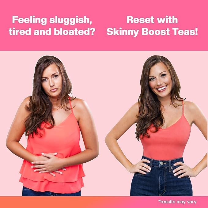 Skinny Boost Detox Tea Kit Slimming Tea for Weight, Metabolism, Energy, Bloating & Colon Cleanse – Green Tea, Herbal, Vegan, Keto, Non-GMO, Sugar-Free-4 PACK –1 Daytime (28 Bags) + 1 Evening -(14 Bags)
