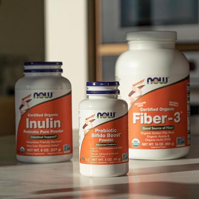 NOW Foods Supplements, Inulin Prebiotic Pure Powder, Certified Organic, Non-GMO Project Verified, Intestinal Support*, 1-Pound