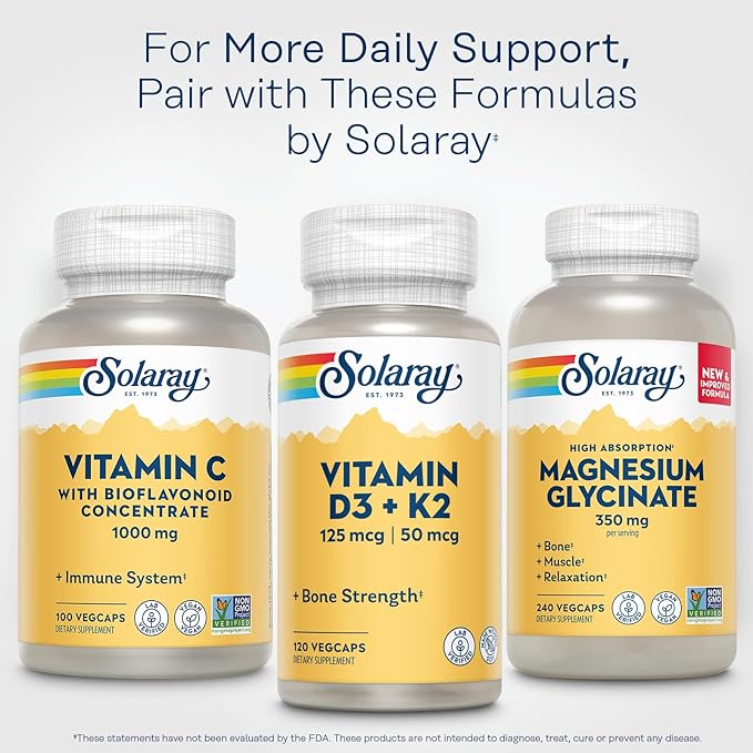 SOLARAY Vitamin C with Bioflavonoid Concentrate - Rose Hips, Acerola Cherry and Bioflavonoids - Vitamin C 1000mg - Immune Function, Skin, Hair, Nails Support - Vegan - 100 Servings, 100 VegCaps