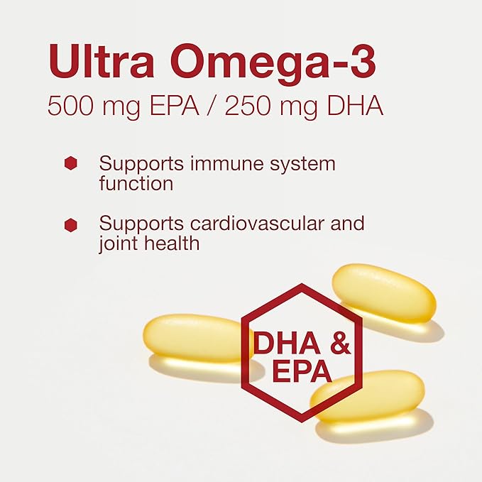PROTOCOL FOR LIFE BALANCE Ultra Omega-3-500mg EPA & 250mg DHA - Fish Oil for Brain Support, Heart & Nervous System Health* - EPA DHA Omega Supplement - Non-GMO & Halal - 180 Softgels