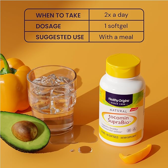 Healthy Origins Tocomin SupraBio Tocotrienols 50 mg (Non-GMO, Full Spectrum, Gluten Free, Cardiovascular Support, Skin Support), 150 Softgels