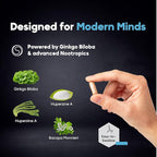 Brain Supplement for Memory & Focus – NSF Certified & Eurofins Tested Nootropic | Ginkgo Biloba, Huperzine A, Bacopa Monnieri, Phosphatidylserine, Caffeine-Free Vegan, 90 Capsules 3-Month Supply