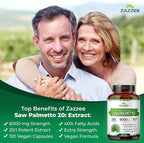 Zazzee Saw Palmetto and French Maritime Pine Bark Extract Capsules | 20:1 Saw Palmetto Extract Plus French Pine Bark | Prostate Support Bundle