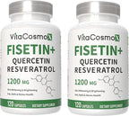 Fisetin Quercetin Resveratrol Supplement, 1,200 mg, 120 Veggie Capsules 100% Vegetarian, Non-GMO & Gluten Free (2)