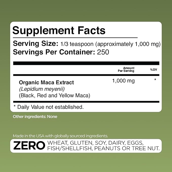 Gade Nutrition Organic Maca Root Trio Powder - Yellow, Red and Black Maca | 250g (8.8 oz) | Non-GMO, Gluten-Free, Dairy Free, Vegan | USA Ma