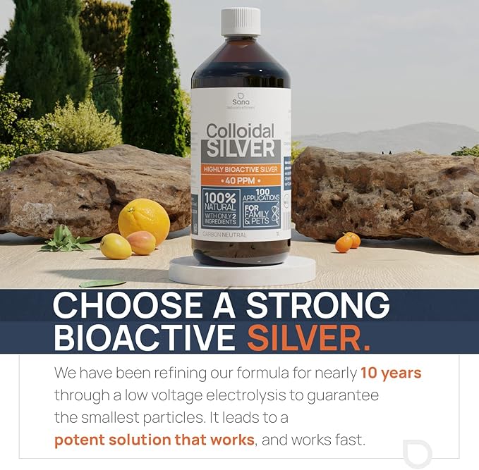 Colloidal Silver Liquid 16 fl oz 30 PPM - Bioactive Hydrosol Silver Water - Natural Immune Support Nano Sol Supplement Solution - Ionic Minerals - Organic Structured Silver
