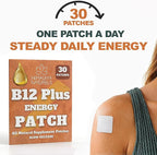B12 Energy Patch – Methylcobalamin B12, Caffeine-Free, Pill-Free Patch for Daily Energy Support – 30-Day Supply