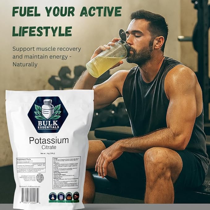 Potassium Citrate Supplement – 100g Pure Powder for Muscle Electrolyte Support – USA Made, Non-GMO & Gluten Free – Potassium Supplement 300mg Per Serving