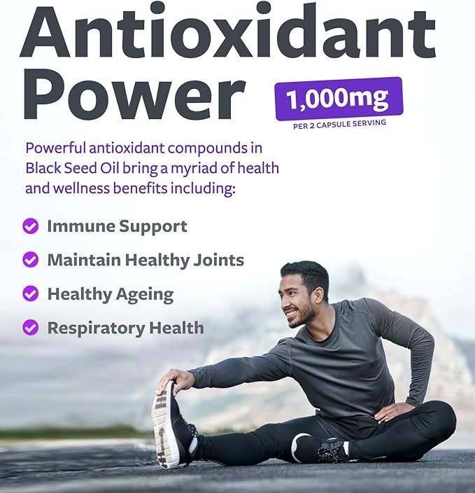 Black Seed Oil - 60 Softgel Capsules (Non-GMO & Vegan) Premium Cold-Pressed Nigella Sativa Producing Pure Black Cumin Seed Oil with Vitamin E - 500mg Each, 1000mg Per 2 Capsule Serving