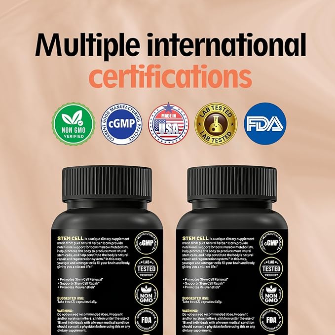 Stem Cell Activation Formula, 60 Capsules, with Vitamin D and B12, Youth and Longevity Support Maintain Youth and Longevity Patented StemCell Activation Fomula (1 Bottle (60 softgels))