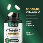 Built by Nature Vitamin C 1000mg – High Potency Immune Support Supplement – Vitamina C Antioxidant for Women & Men – Supports Energy, Skin & Collagen - 90 Tablets