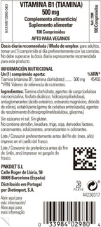 Solgar Vitamin B1 (Thiamin) 500 mg, 100 Tablets - Energy Metabolism, Healthy Nervous System, Overall Well-Being - Super Potency - Non-GMO, Vegan, Gluten Free, Dairy Free - 100 Servings, (Pack of 2)