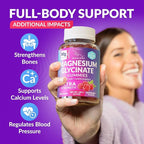 Magnesium Glycinate Gummies 400mg, Muscle Support and Relaxation, Magnesium Supplement for Women, Men and Kids, High Absorption, Sugar Free, Vegan, 60 Days Supply, Raspberry Flavor