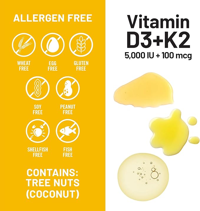 NatureWise Vitamin D3 5000IU + K2 (MK7) 100mcg with Organic Extra Virgin Coconut Oil - Supports Calcium Absorption, Bone & Immune Health - Non-GMO, Soy & Gluten-Free - 90 Softgels[90-Day Supply]