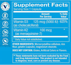 The Vitamin Shoppe Vitamin D3 K2 5000 IU - Bone Density & Heart Health | D3 + K2 MK-7 | 120 Capsules | Synergistic Formula