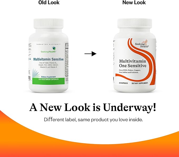 Seeking Health Multivitamin One Sensitive, Daily Vitamin Without B12, Folate, Copper, Iron, Iodine, Calcium, Choline, and Lutein, Antioxidant Support, Vegetarian and Vegan (45 Capsules)