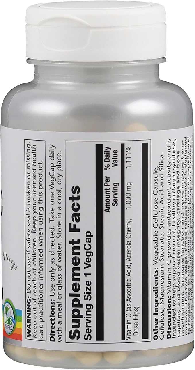 Solaray, Vitamin C 1000Mg Timed Release Capsules, 100 Count