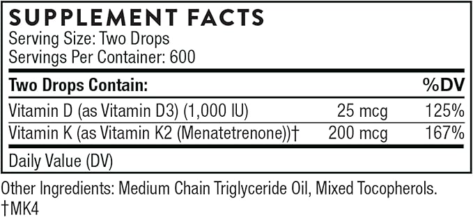 THORNE - Super EPA (90 Gelcaps) & Vitamin D + K2 (1 Oz) Bundle - Supports Bone Health, Muscle Structure & Joint Health - Gluten, Dairy & Soy-Free