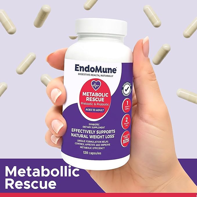 Endomune Metabolic Rescue Prebiotic and Probiotic - Physician Formulated - 120 Vegetarian Capsules - Weightloss Supplement