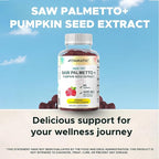 Vitamatic Saw Palmetto & Pumpkin Seed Gummies – Sugar-Free Botanical Extract – Natural Raspberry Flavor – Vegan, Non-GMO, Plant-Based Gummies – 60 Count