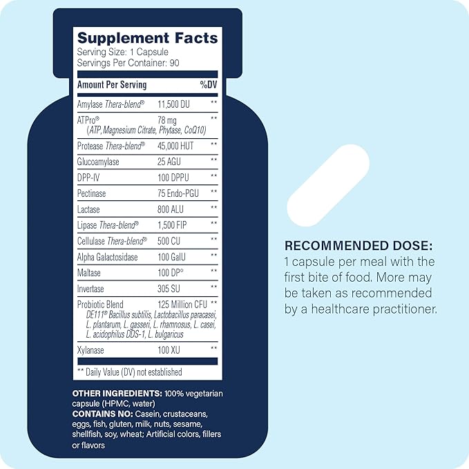 Enzyme Science - Complete Digestion, Full Support for Digestive Health and Help Reducing Gas, Bloating, Indigestion, and Irregularity with 125 Billion CFU Probiotics, Vegetarian, 90 Capsules
