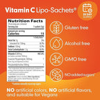 Lipo-Sachets Liposomal Vitamin C 1000mg Per Serving for Immune and Collagen Support - High Absorption - GMO Free, No Added Sugar, Vegan - 30 Liposomal Liquid Vitamin C Packets