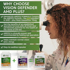 Vision Defender Plus Eye Supplement: AREDS2 Formula Vitamins, Minerals (Lutein, Zinc) Enhanced with Meso-Zeaxanthin for Complete Eyes/Eyesight Health Care & Support. 60 Easy-to-Swallow Vegan Capsules