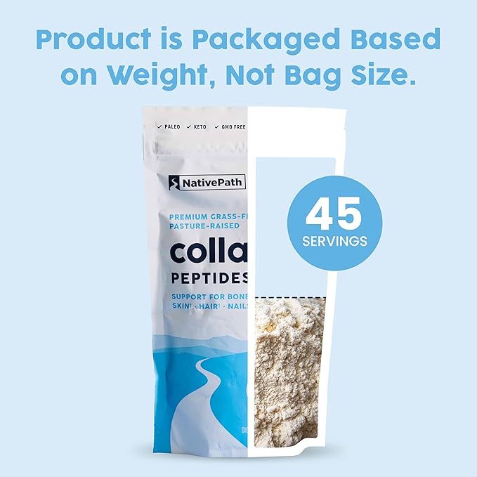 NativePath Collagen Peptides Protein - Hydrolyzed Type 1 & 3 Collagen Powder for Skin, Hair, Nails - 15.9 oz (45 Servings) (Pack of 2)