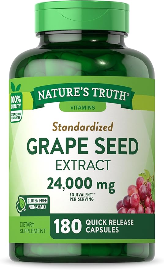 Nature's Truth Grape Seed Extract | 180 Capsules | Standardized Supplement | Non-GMO & Gluten Free Formula