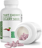 Bronson Tart Cherry Extract + Celery Seed Capsules - Powerful Uric Acid Cleanse, Joint Mobility Support & Muscle Recovery Supplement - Non GMO Formula, 120 Vegetarian Capsules