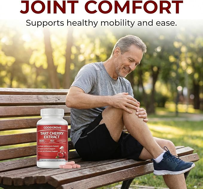 Good Grove Tart Cherry Extract Capsules, GoodGrove Tart Cherry Extract Supplement | 10:1 Extract, 3600mg Strength | Supports Joint Comfort, 60 Count (1)