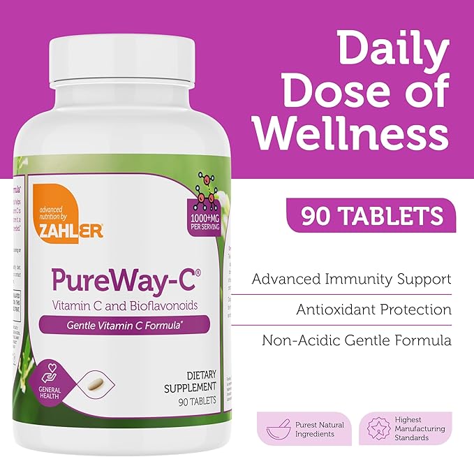 Zahler Vitamin C 1000mg Tablets with Bioflavonoids - High Potency for Immune Support - Gentle on Stomach - Gluten Free Supplement for Women & Men (90 Count)